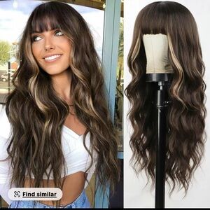 Brown and Blonde Highlighted Wavy Wig